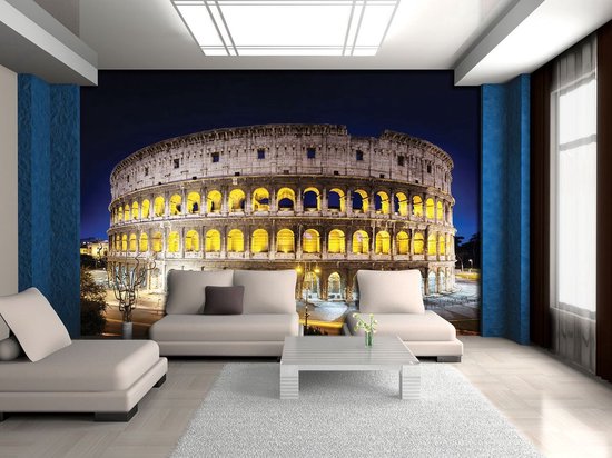 Muralo Vlies fotobehang 416 x 254 stad Barcelona Spanje behang gebouwen architectuur muur steenlook woonkamer slaapkamer wandschilderijen XXL wand br. 416 cm x hoogte 254 cm