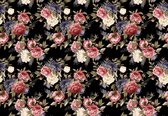 Fotobehang - Vlies Behang - Vintage Bloemen - Vintage Pioenrozen - 416 x 254 cm