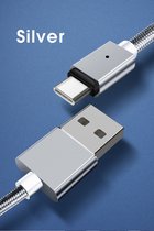 Essager 3A USB naar USB-C Fast Charge Oplaad Kabel 1M Zilver