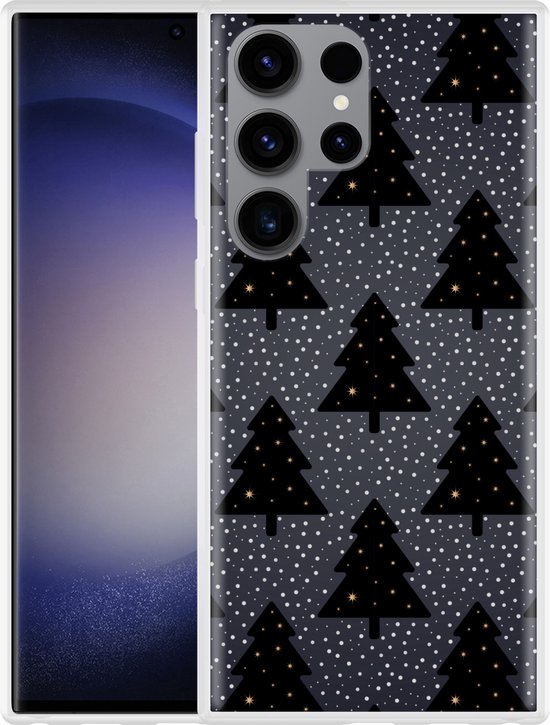 Cazy Hoesje geschikt voor Samsung Galaxy S23 Ultra Snowy Christmas Tree