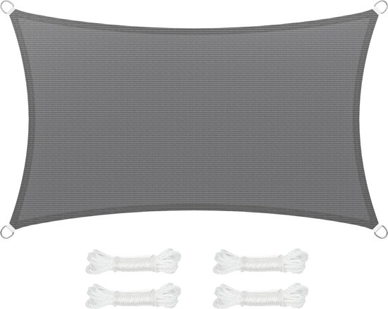 Songmics Luifel voor in de tuin, UV-bescherming, weerbestendig, HDPE ademend, 3,5 x 5 m, rookgrijs. GSS35GY