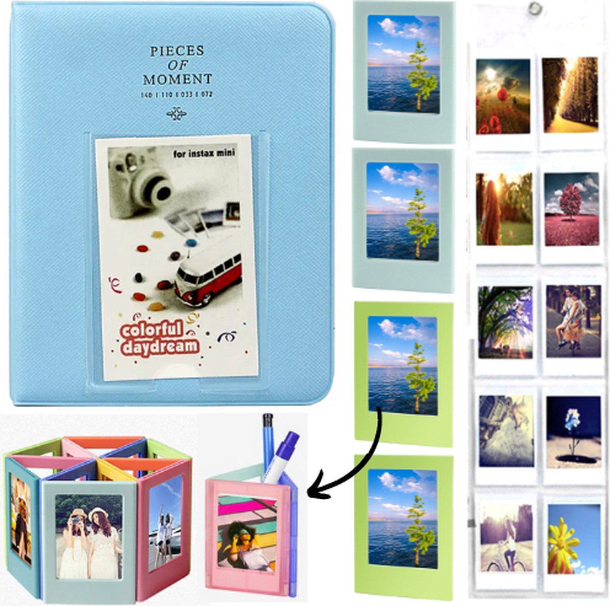 Instax Mini 6-in-1 XL Set 65-vaks Fotoalbum + 4 Magnetische Fotolijstjes +... | bol.com