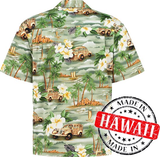 Hawaii Blouse Mannen - Shirt - Hemd - 100% Katoen - Overhemd Heren Korte Mouw - Made in Hawaii "Bloemen op Hawaii" Maat M