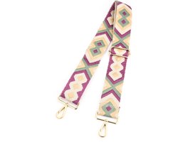 Schouderriem blokken paars/groen | bagstrap | verstelbare schouderband | schouderband | shoulderbelt | schouderband met print | mix&match | modetrends