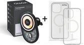 VOTIQ® Autohouder oplader ventilatierooster doorzichtig geschikt voor MagSafe + Telefoonhoesje geschikt voor iPhone 13 PRO
