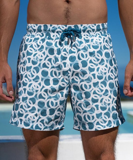 SEA'SONS - Zwembroek Heren - Sneldrogend - Blauw - Cirkel - Maat M