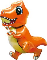 Dino ballon - Orange - 4D - 66x50cm - Ballonnen - T-rex - Dino feest - Thema feest - Verjaardag - Helium ballon - dinosaurus ballon - Folie ballon - Leeg - Dino Thema