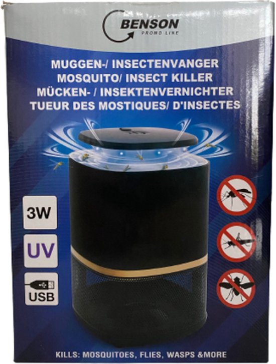 Benson Muggenlamp - Muggenvanger - Insectenlamp - Krachtige Muggenvanger - Zwart