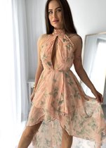 lange jurk - elegant - dames - maat L -40 - diepe halslijn - zomer mode - vakantie mode - feest jurk