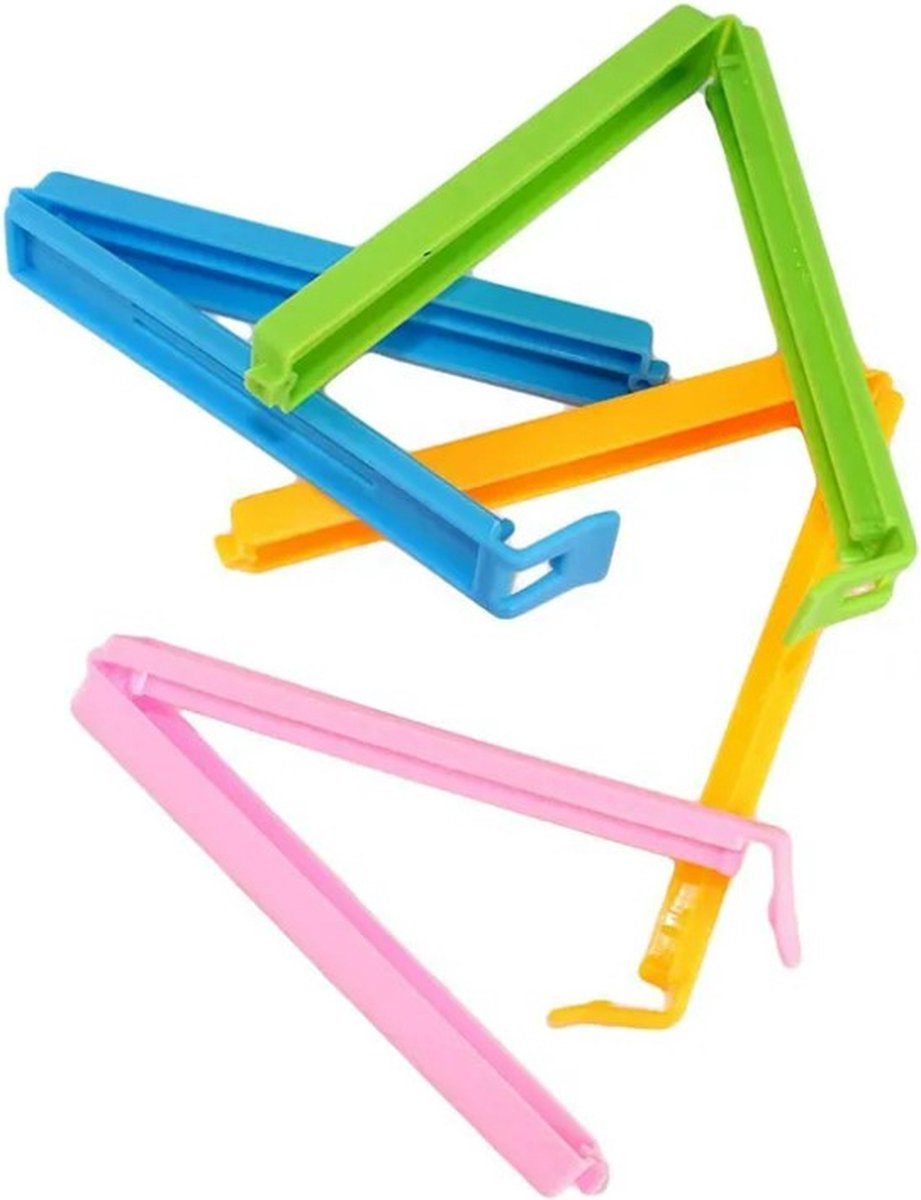 FSW-Products - Zaksluiters / Vershoudclips - 4 Stuks - Sluitclips voor Zakken - 4 Kleuren