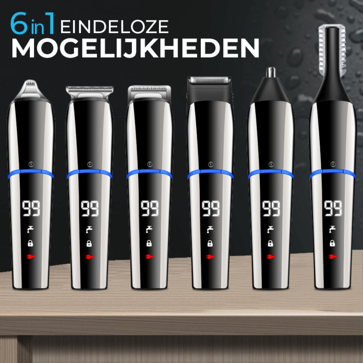 Vertrex 6 in 1 Baardtrimmer Pro+ Bodygroomer Mannen - Neustrimmer - Tondeuse - Scheerapparaat - Trimmer Baard en Lichaam thumbnail 2
