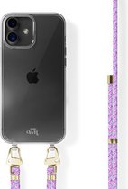 xoxo Wildhearts Purple Fever siliconen hoesje - Geschikt voor iPhone 12 - Hoesje met koord - telefoonkoord - Transparant hoesje - Paars koord