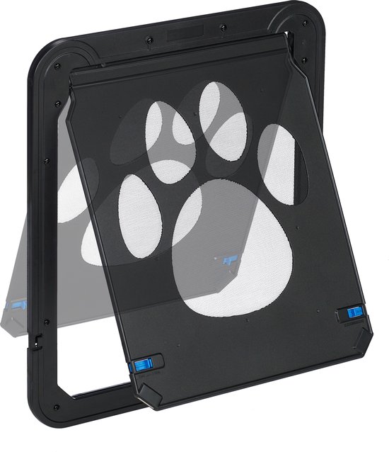 Relaxdays hondenluik hordeur - middelgrote & grote honden - kattenluik - met magneet - zwart - Relaxdays