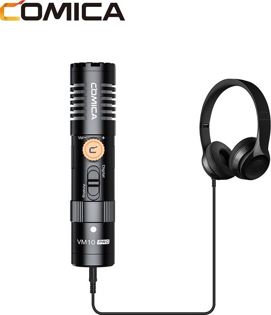 Comica VM10 Pro compacte microfoon voor telefoon en camera — Shotgun richtmicrofoon — Met 3.5mm en USB-C poort — Zwart