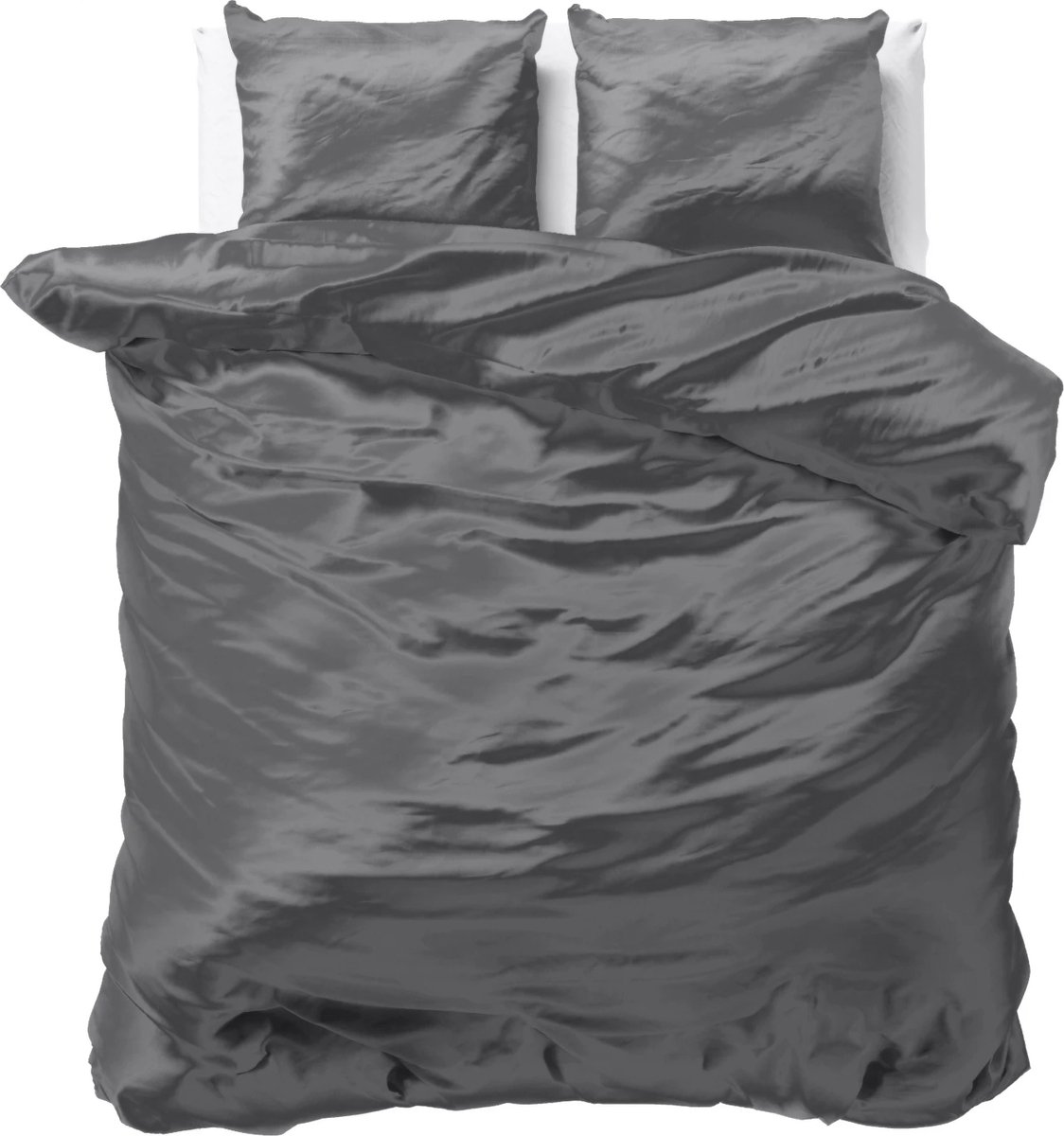 Decoware dekbedovertrek - Glans Satijn - Antraciet - Lits-Jumeaux - 240x220 + 2 st 60x70cm - Hotelervaring