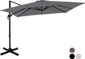 VONROC Premium Zweefparasol Pisogne 300x300cm – Incl. kruisvoet & beschermhoes – Vierkante parasol – 360 ° Draaibaar - Kantelbaar – UV werend doek - Grijs