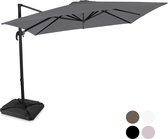 VONROC Premium Zweefparasol Pisogne 300x300cm - Duurzame parasol - Combi set incl. 4 vulbare premium parasoltegels – 360 ° Draaibaar - Kantelbaar – UV werend doek – Grijs – Incl. beschermhoes
