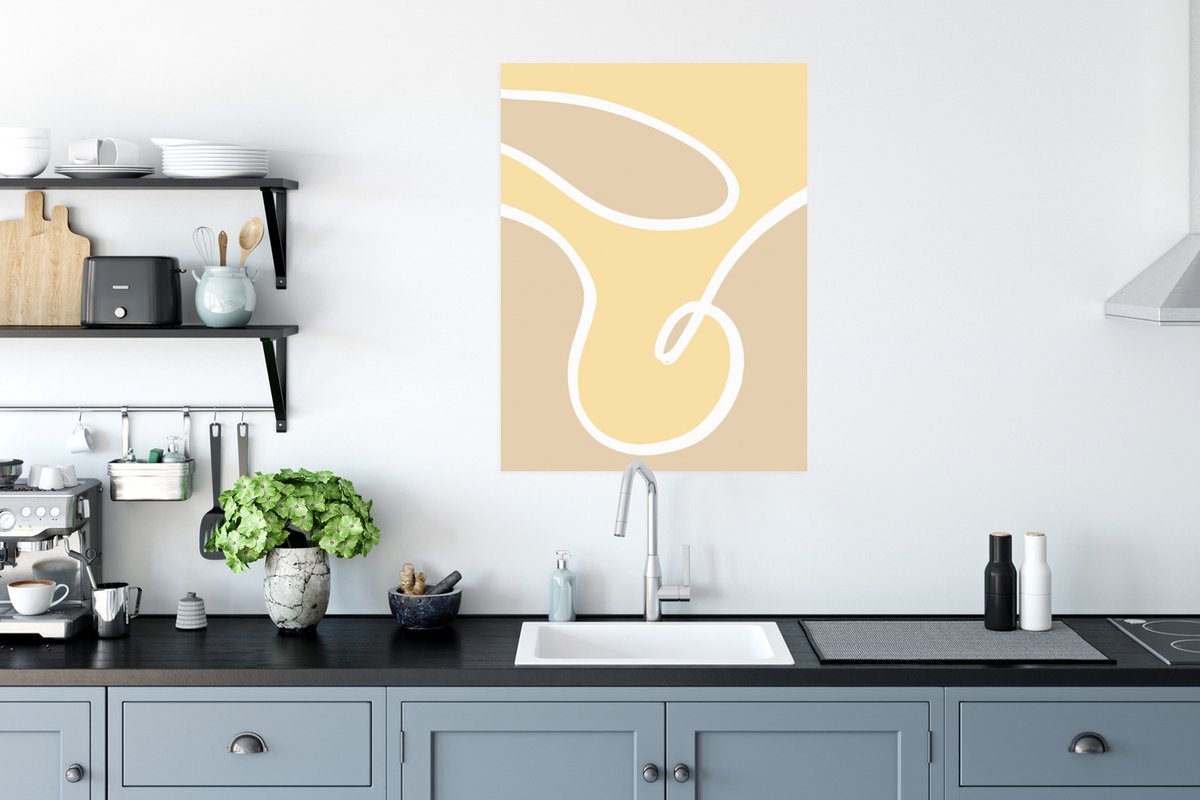 Poster Abstract - Vormen - Geel - Wit - 60x80 cm