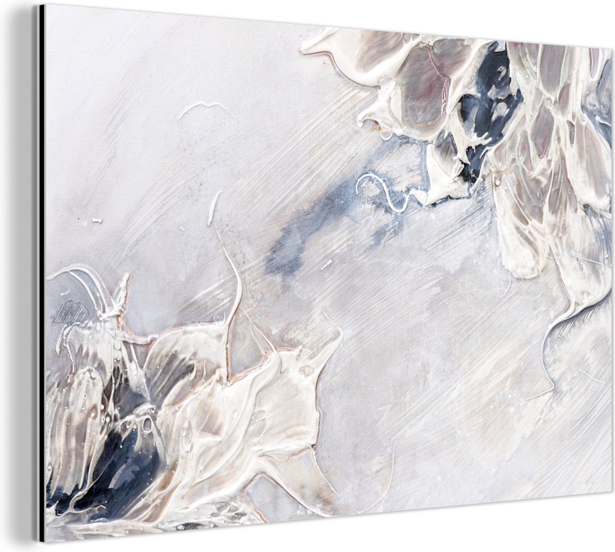 Wanddecoratie Metaal - Aluminium Schilderij Industrieel - Verf - Abstract - Beige - Grijs - 30x20 cm - Dibond - Foto op aluminium - Industriële muurdecoratie - Voor de woonkamer/slaapkamer