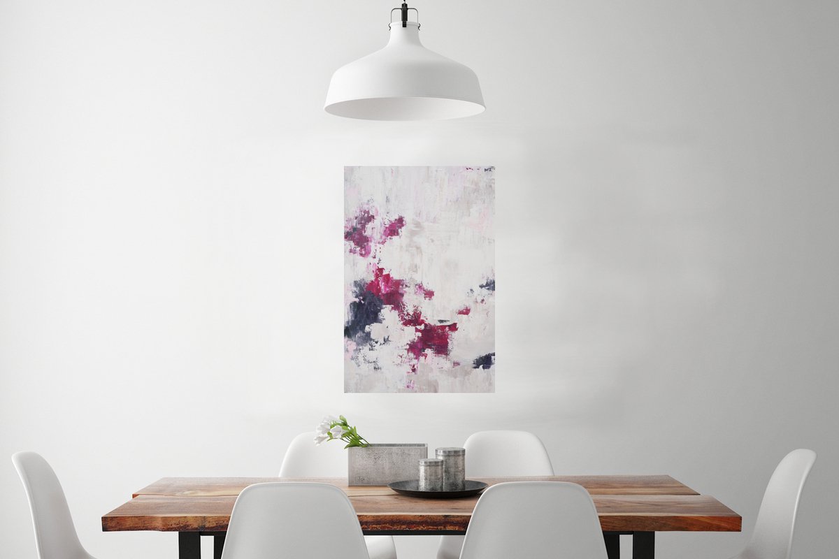 Poster Roze - Grijs - Verf - Abstract - 40x60 cm