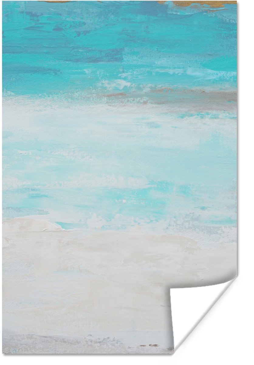 Poster Verf - Blauw - Wit - Kunst - 60x90 cm