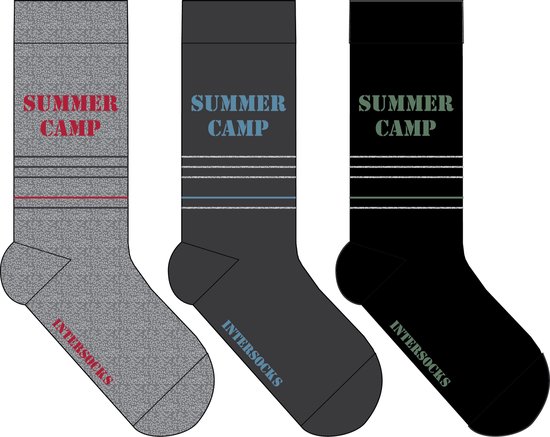 Jongens sokken - katoen 6 paar - summercamp - maat 35/38 - assortiment grijs/marine/zwart - naadloos