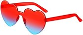 Bril - hartvorm - hart bril - rood - blauw - feestbril - retro - party - hartvormige glazen