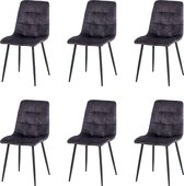 Lot de 6 chaises de salle à manger en velours Nuvolix - Los Angeles - chaise de salle à manger - chaise en velours - gris