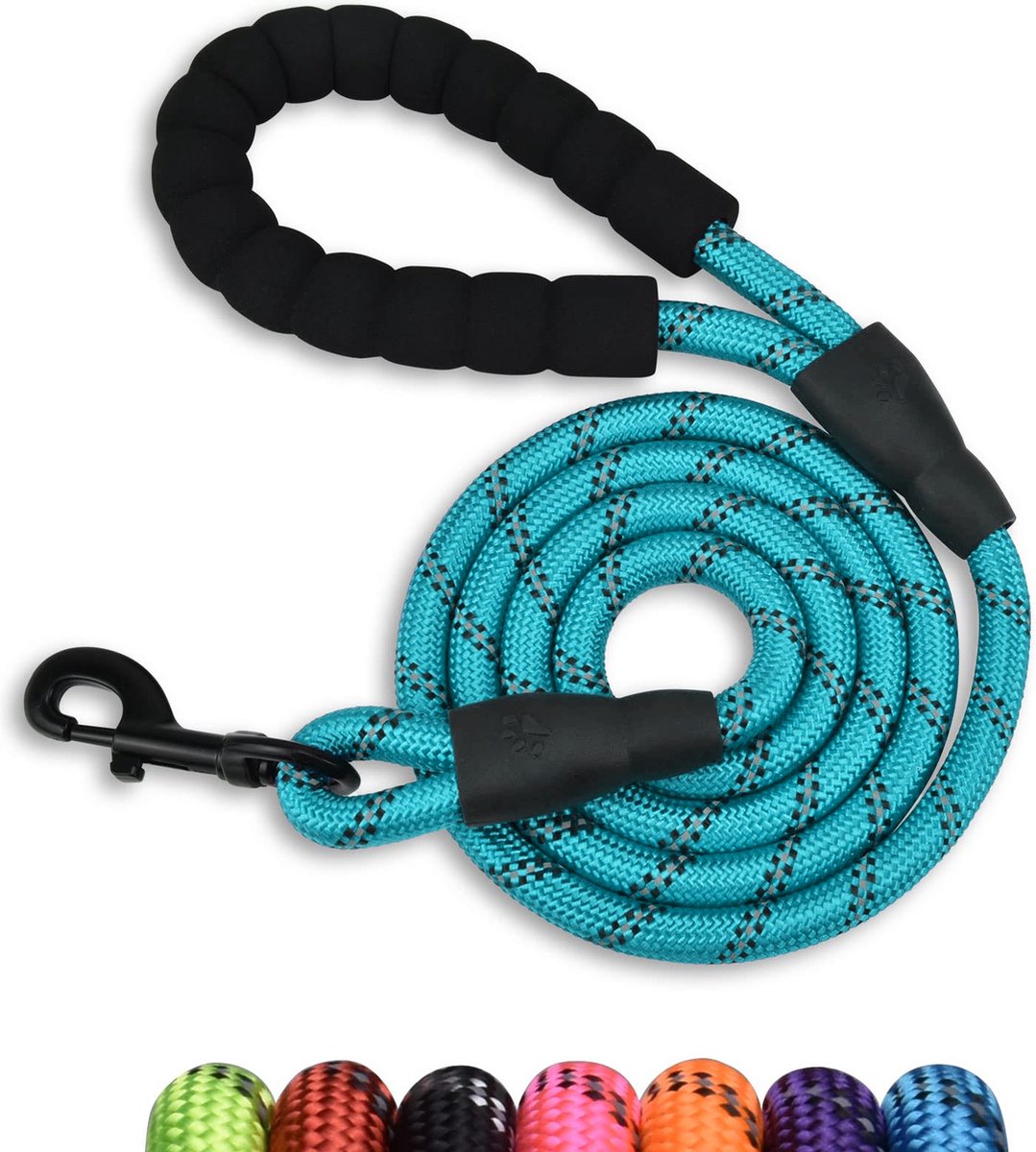 JAXY Hondenriem - Nylon Hondenlijn - Gevoerd Handvat - Robuust Touw - Reflecterende Looplijn Hond - 1,5 M - Blauw