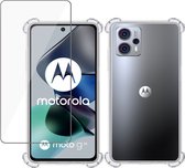 Hoesje geschikt voor Motorola Moto G13 / G23 + Screenprotector – Tempered Glass - Extreme Shock Case Transparant