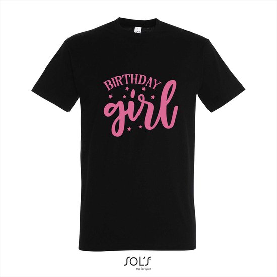 T-shirt Birthday girl - T-shirt korte mouw - zwart - 6 jaar