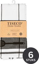 Tiseco Home Studio - Keukenhanddoek PHARAO UTENSILS - SET/6 - 100% katoen - met ophanglus - ultra-absorberend - sneldrogend- duurzaam materiaal - 50x70 cm - Zwart
