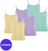 Apollo (Sports) - Bamboe Meisjes Hemd - Multi Pastel - Maat 122/128 - 6-Pack - Voordeelpakket