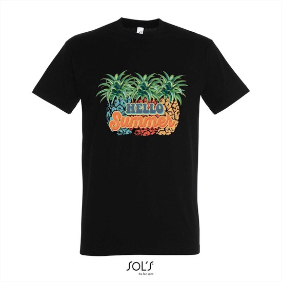 T-shirt Hello Summer Pinapple - T-shirt korte mouw - zwart - 12 jaar