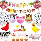Boerderij dieren - thema verjaardag - decoratie pakket - helium folie ballon - koe paard varken kip