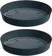 Prosperplast Opvangschaal/onderschaal voor bloempot/plantenpot - 4x - antraciet - rond - Dia 15,5 cm