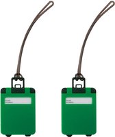 Kofferlabel van kunststof - 2x - groen - 10 x 5 cm - reiskoffer/handbagage labels