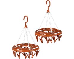 Urban Living Wasgoed droogcarrousel/droogmolen - 2x - 18 clips/knijpers - terra - kunststof - 32 cm