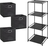 Storage Solutions Opbergrek Smartrack - met 3x mandjes stof - donker grijs - 34 x 104 cm