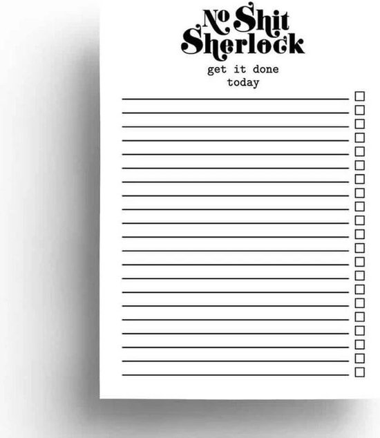 Notitieblok - Formaat: A6 - Kladblok - Thema: No Shit Sherlock - Notitie Boek - Notitieblok - Aantekeningen - Productiviteit - Planner - Notitieboekje - Klein Notitieblok - Werk Planner - To Do List