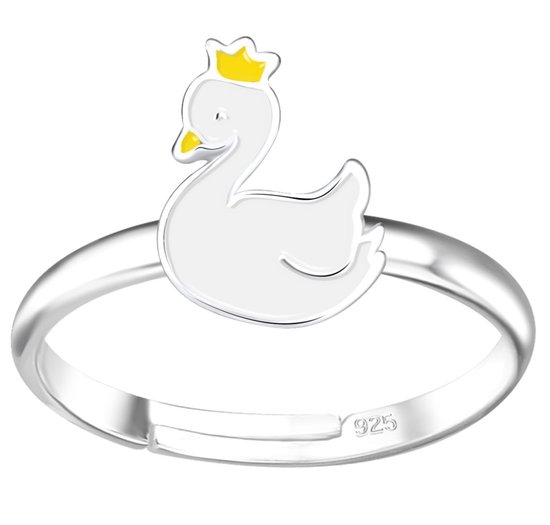 Joy|S - Zilveren eend ring - verstelbaar - voor kinderen