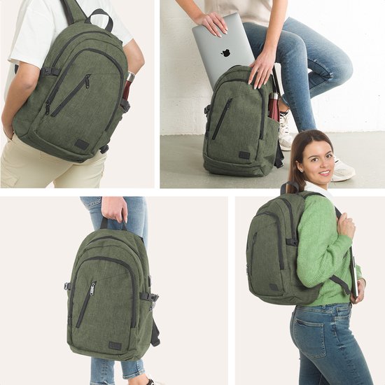 TRVLMORE Rugzak - 25 L - 15,6 inch - Laptop Rugtas - Jongens - Heren - Dames - Waterafstotend - Groen