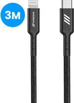 Mobigear USB-C naar Apple Lightning Kabel MFI 3 Meter - Zwart