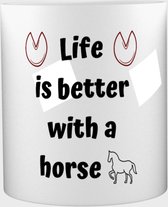 Akyol - life is better with a horse Mok met opdruk - paarden - paarden liefhebbers - verjaardag - cadeau - kado - geschenk - 350 ML inhoud