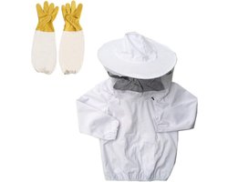 PigMig Imkerjas met Kap & Handschoenen – Unisex Imkerkleding Wit – Werkkleding Voor Volwassenen – Bescherming tegen Bijen & Wespen