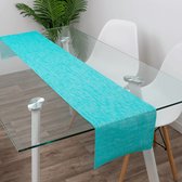 Chemin de table vinyle tissé turquoise | Nappes Françaises®