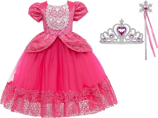 Cinderella - Robe de princesse rose - Robe habillée - Taille 146/152 + Accessoires de vêtements pour bébé
