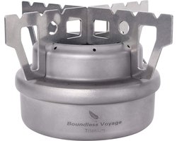 Boundless Voyage - Ti2001C - Titanium Spirit - Brander - Geschikt voor Camping - Mini Liquid - Alcoholkoker - Ultra Licht - Draagbaar - Titanium Spirit Burner met Kleine Tas - Geschikt voor Outdoor - Picknick - Backpacken - Wandelen