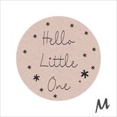 Sticker - "Hello Little One" - Etiketten - 47mm Rond - Bruin/Zwart - 500 Stuks