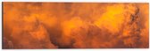 Dibond - Oranje Gloed van Zon over de Wolken - 60x20 cm Foto op Aluminium (Met Ophangsysteem)